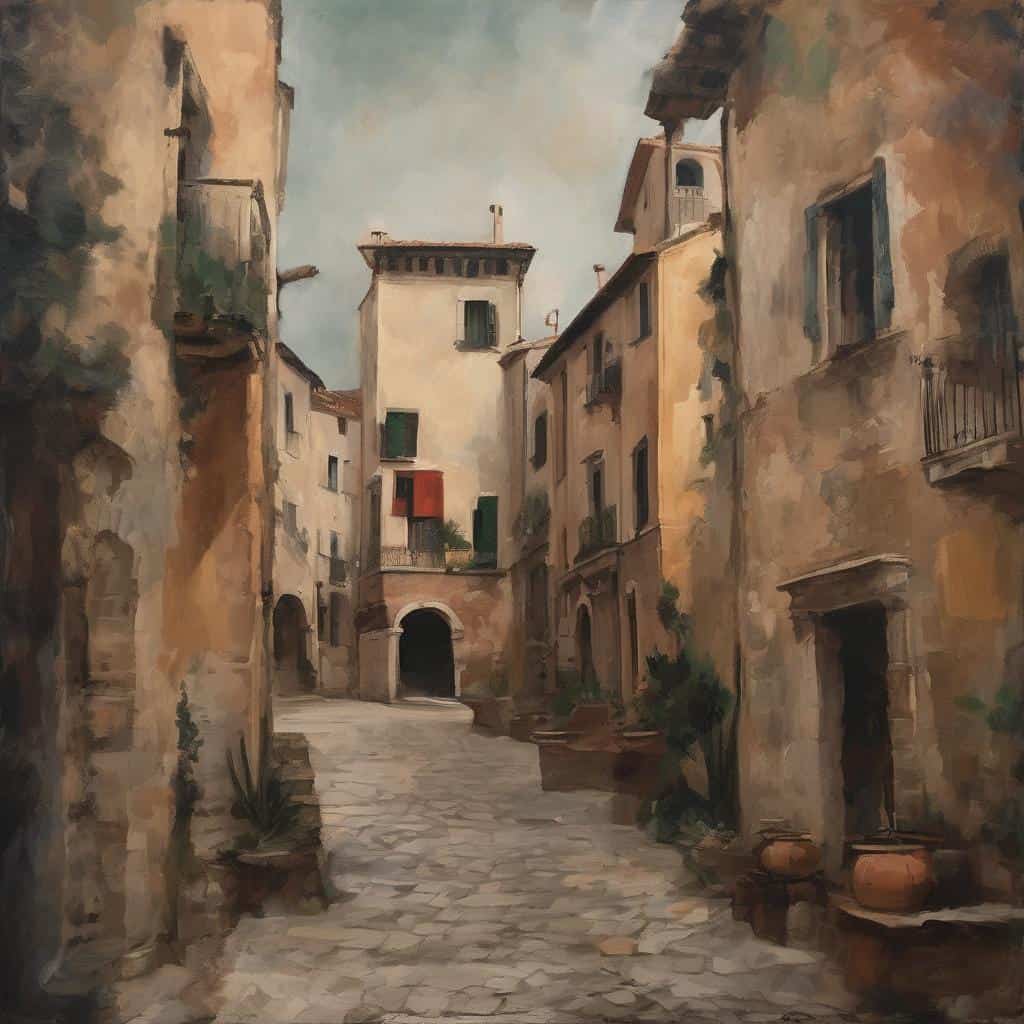 Σύντομο, γραφική εικόνα με παλιά φθαρμένα σπίτια σε γραφική ευρωπαϊκή πόλη.